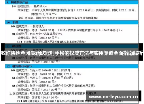 教你快速查阅最新欧冠射手榜的权威方法与实用渠道全面指南解析 教你快速查阅最新欧冠射手榜的权威方法与实用渠道全面指南解析